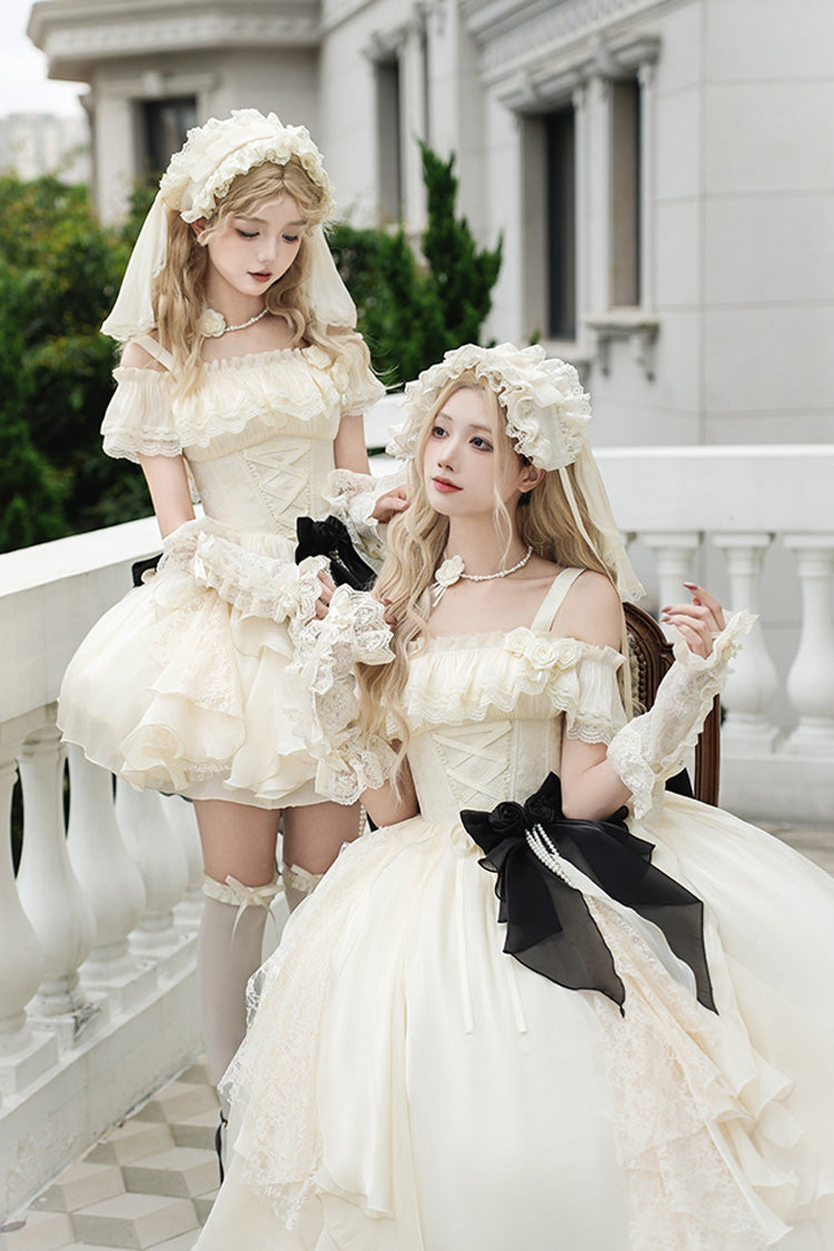 Ivory [Moonlight Variations] Robe Jsk Sweet Lolita sans manches à volants et lacets 