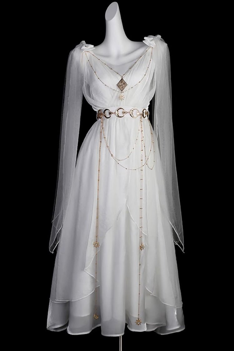 Robe Jsk Lolita Élégante à Volants Sans Manches Style Grec [Messager de Dieu] Blanche 