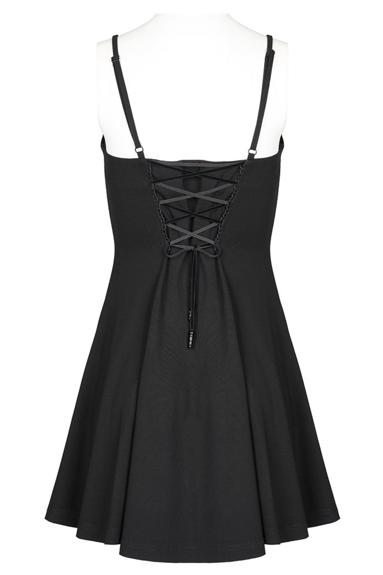Black Bat Fleece Embroidered Sun Gothic Suspender Women's Dress
