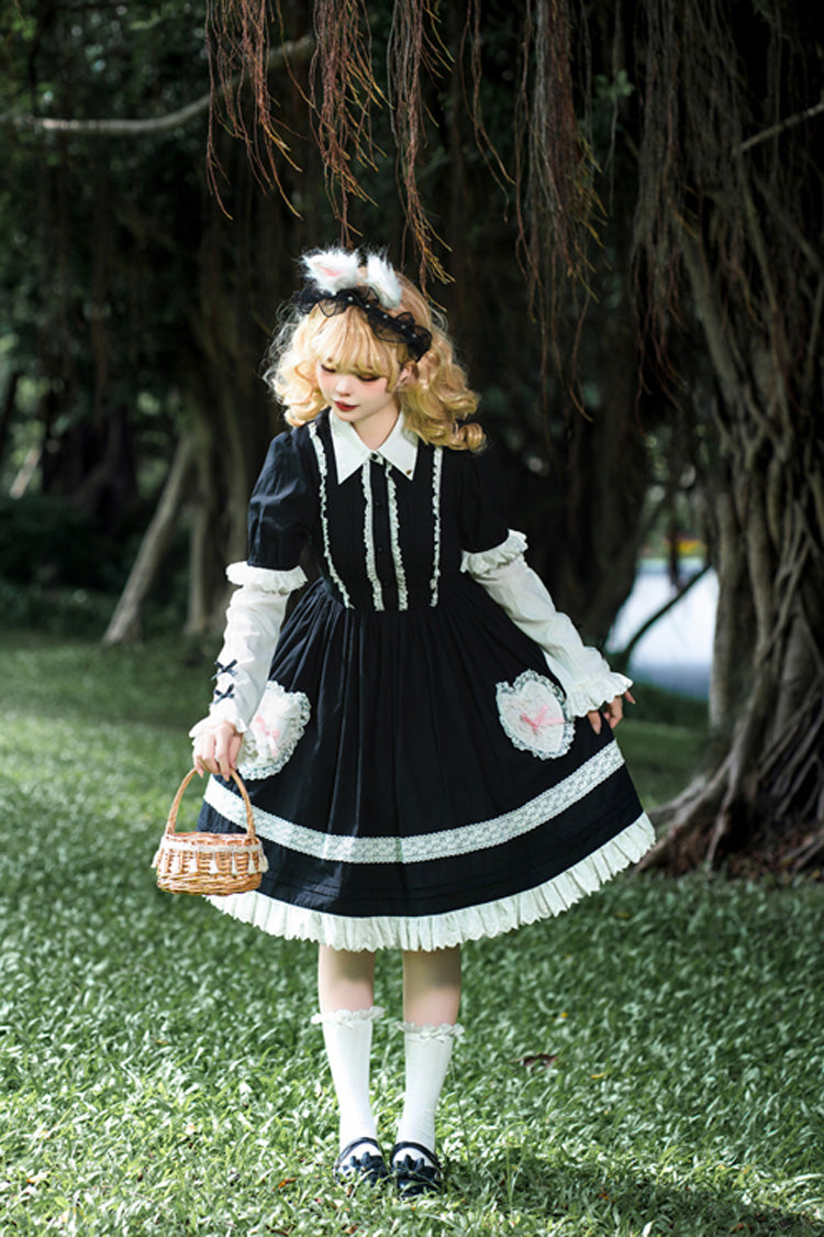 Black Meet Alice Long Sleeves Ruffle Lace Sweet Princess Lolita Jsk Dress