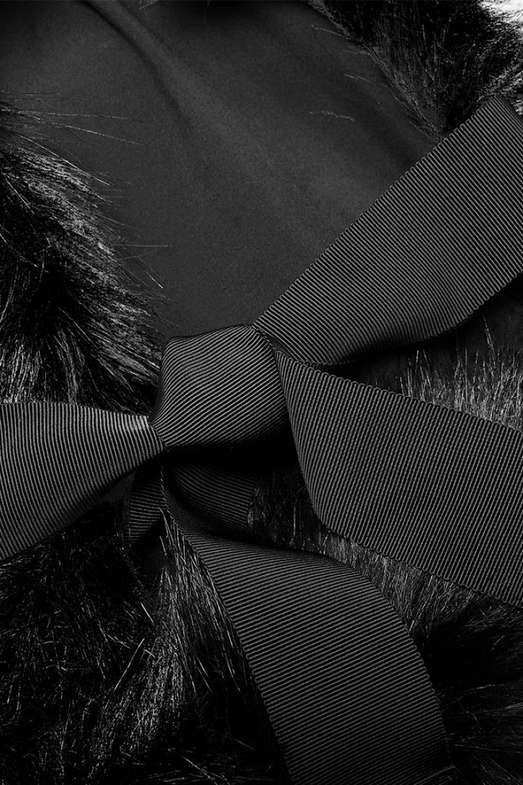 Black Sleeveless Bowknot Side Bandage Womens Steampunk Coat