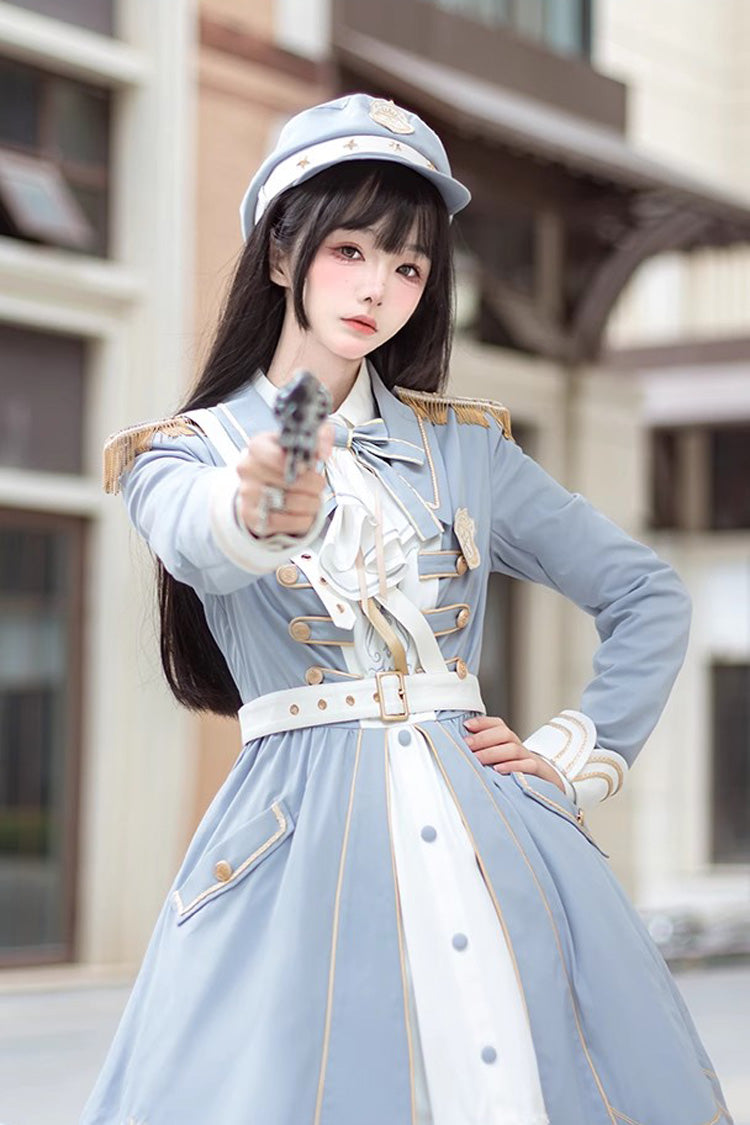 Blue Star Ocean Fantasy Cardigan Bowknot Sweet Military Elegant Lolita Dress