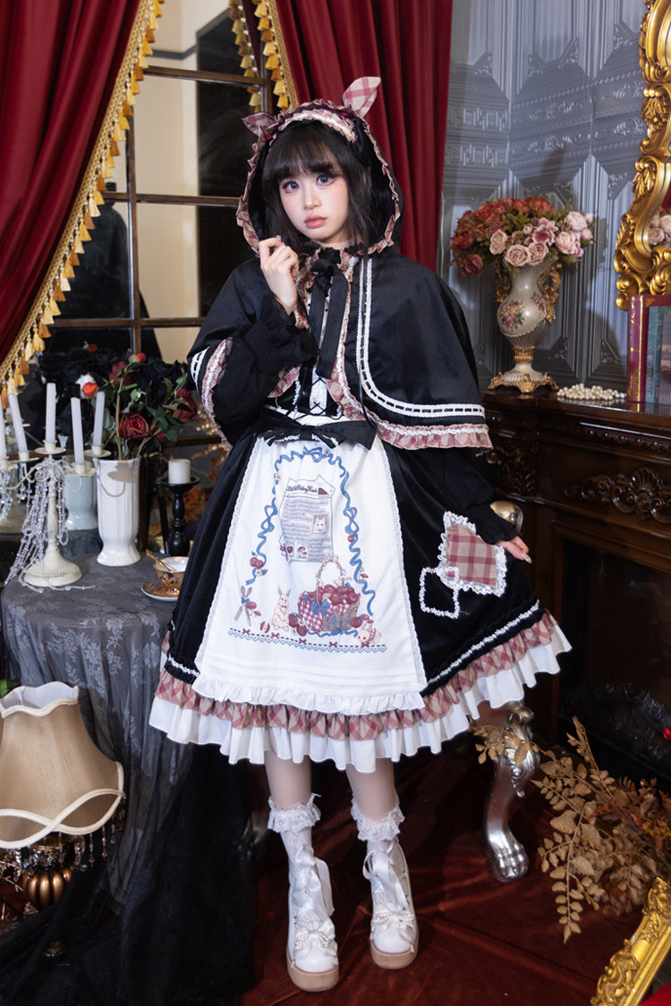 Black [Little Red Riding Hood] Ruffle Bowknot Sweet Lolita Jsk Dress