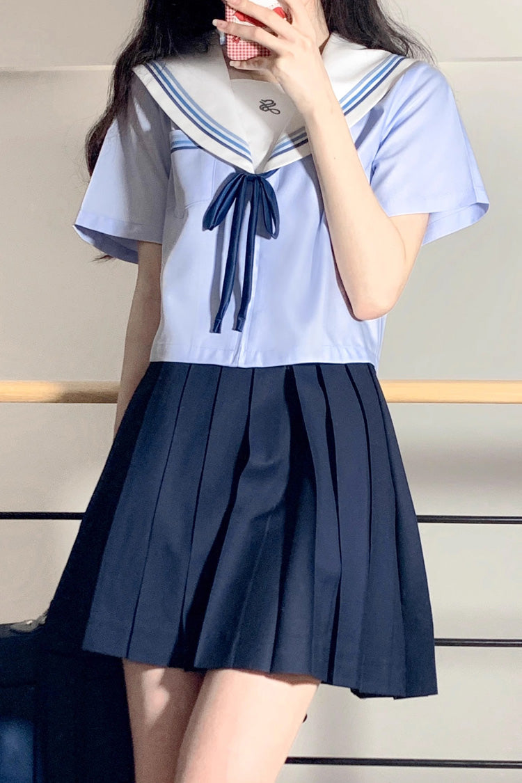 Blue Sailor Sweet Japanese School Pleated Skirt