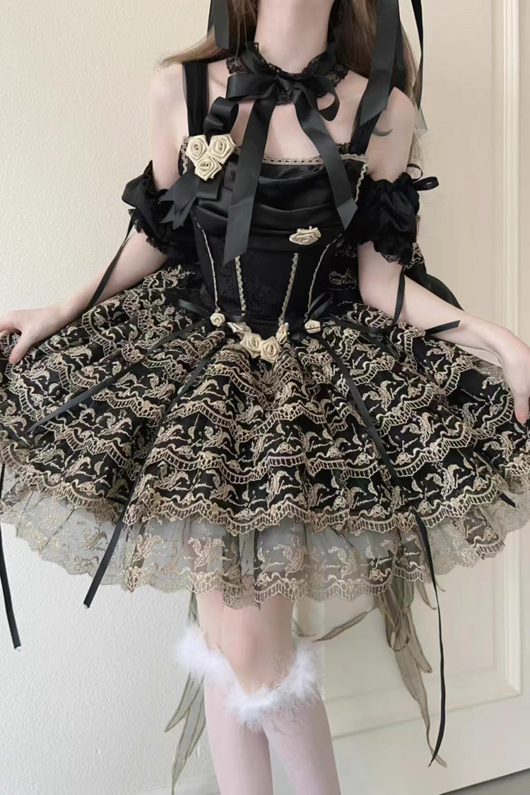 Black Angel Sweetheart Multi-Layered Lace Sweet Princess Ballet Lolita Dress