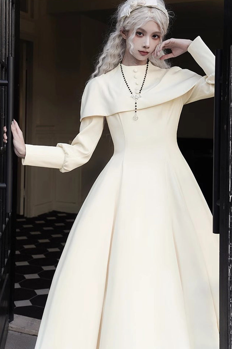Ivory [Thirteenth Evening] Long Sleeves Slim Gothic Elegant Lolita Dress