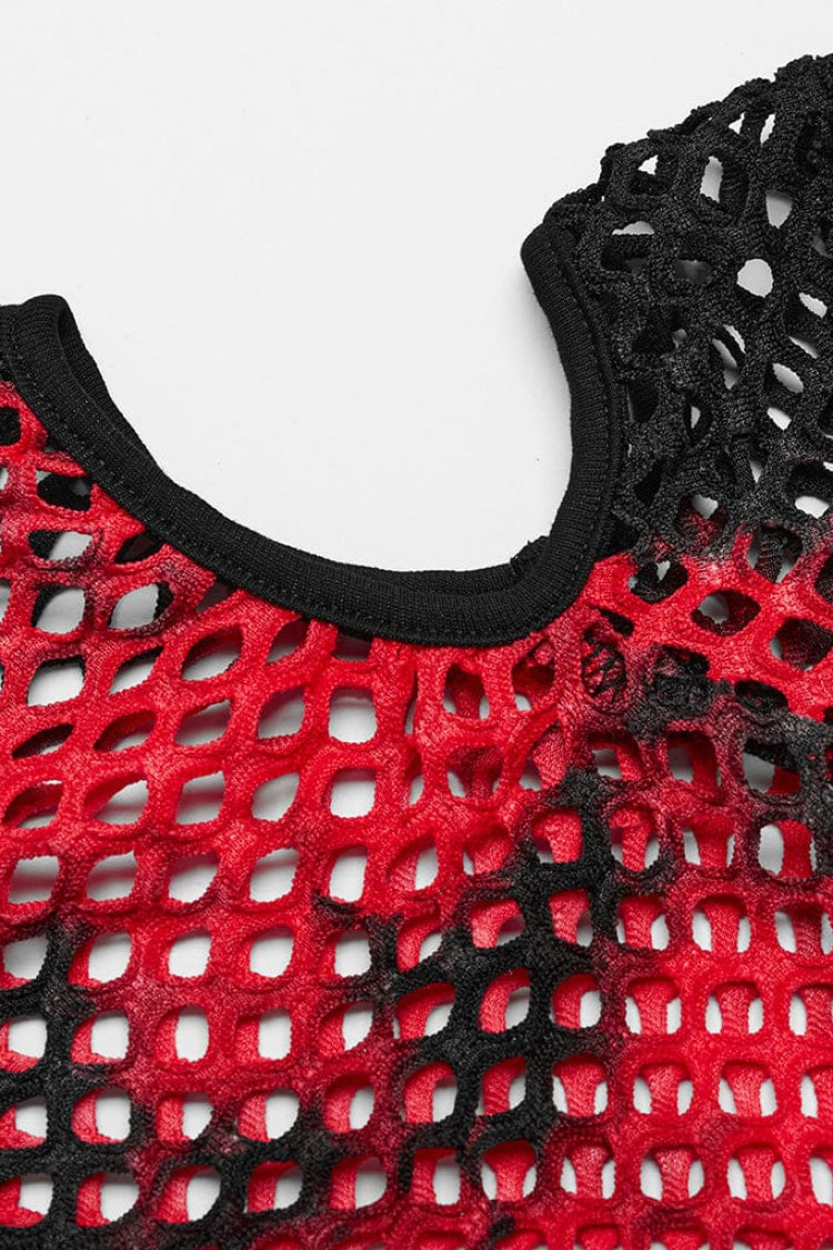 Hoher Kragen, Hohlnähte, Batik, schulterfreies Steampunk-T-Shirt für Damen in 3 Farben