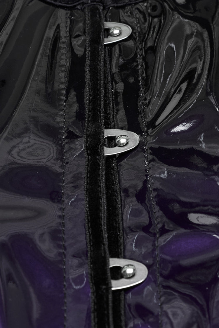 Black/Purple Gradient Patent Leather Women's Gothic Underbust Corset