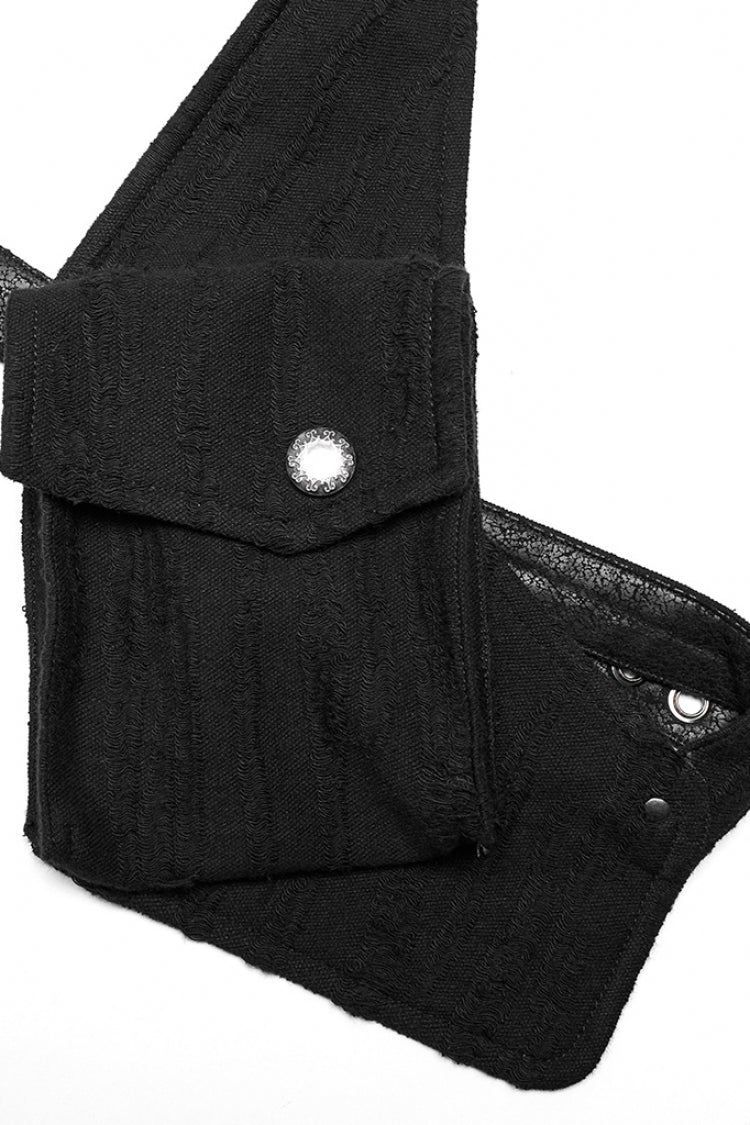 Black Crackle Leather Adjustable Men's Steampunk Strap Bag