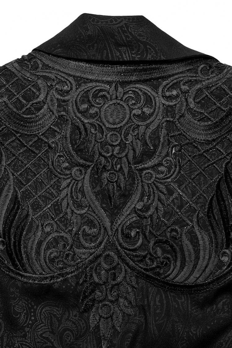 Black Mesh Lapel Collar Lace Jacquard Womens Gothic Cloak