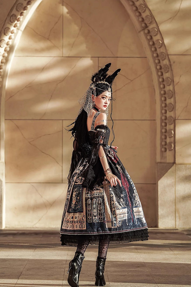 Dusk Best Gothic Lolita-Kleid mit Rüschen im ägyptischen Stil, 3 Farben
