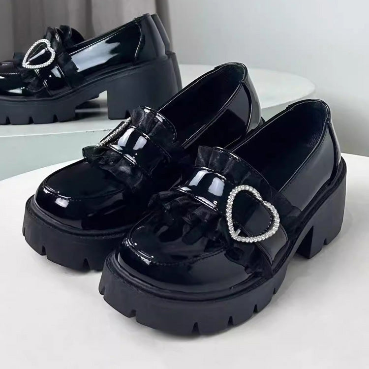 Heart Rhinestone Jirai Kei Elegant Lolita Platforms 3 Colors