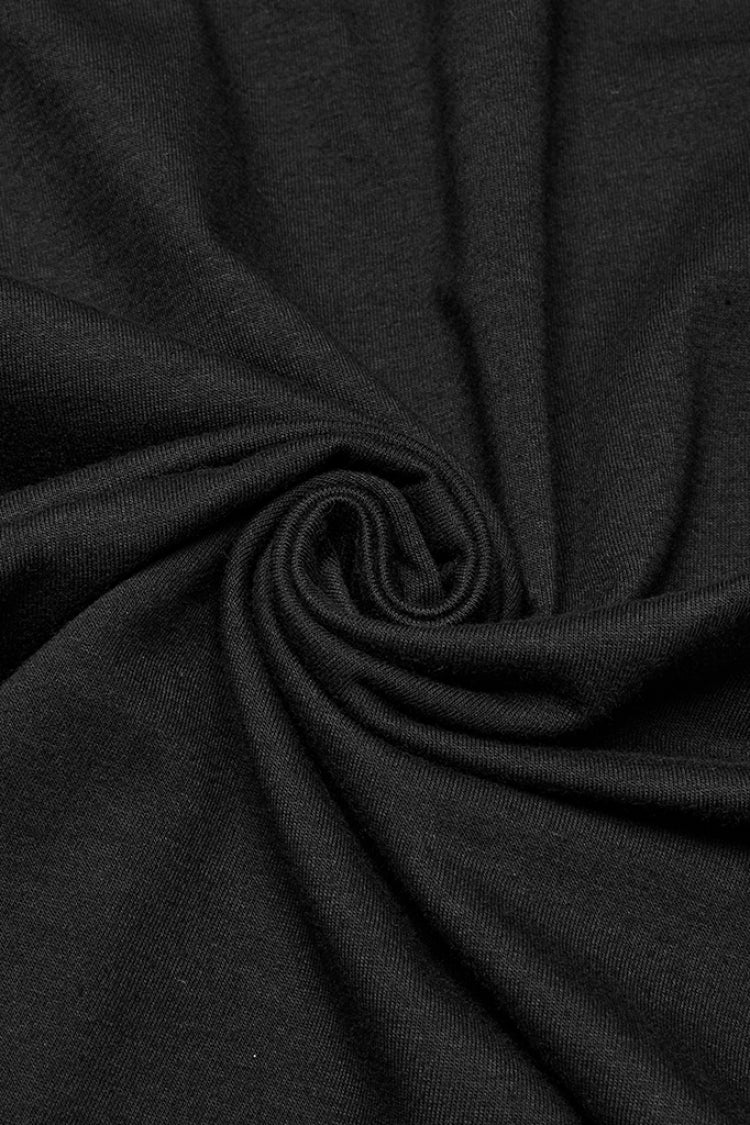 T-shirt punk pour homme à manches courtes et col rond noir avec sangle à boucle cloutée 