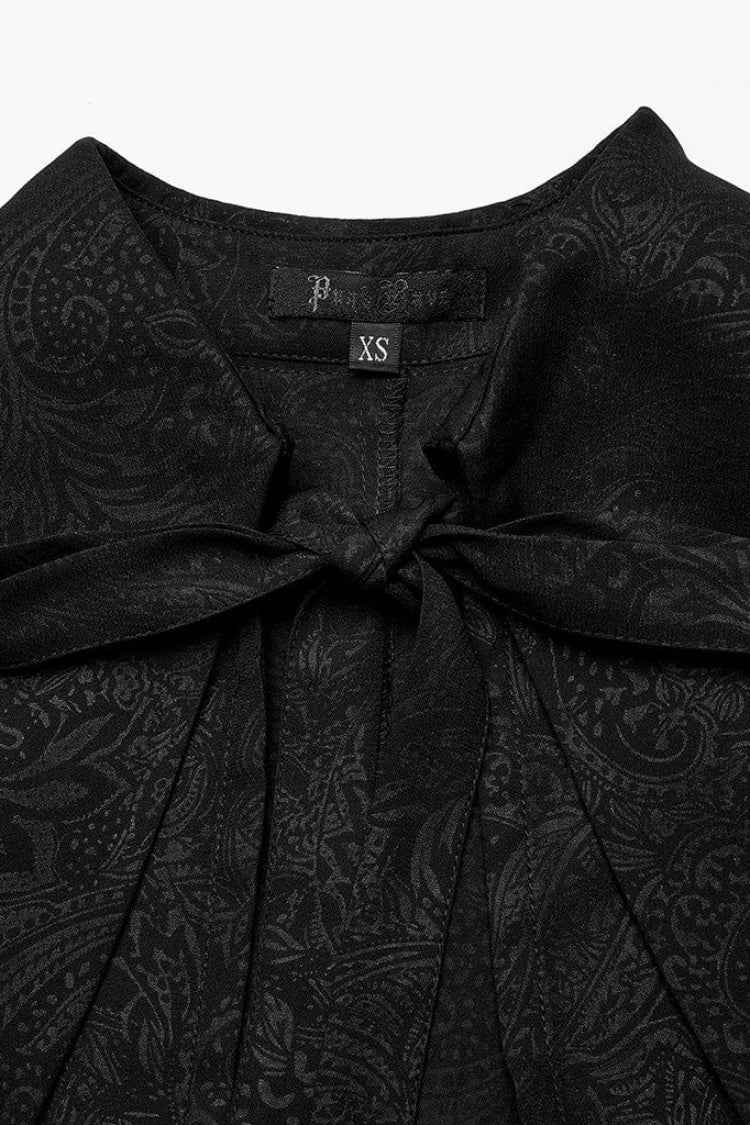 Black Mesh Lapel Collar Lace Jacquard Womens Gothic Cloak