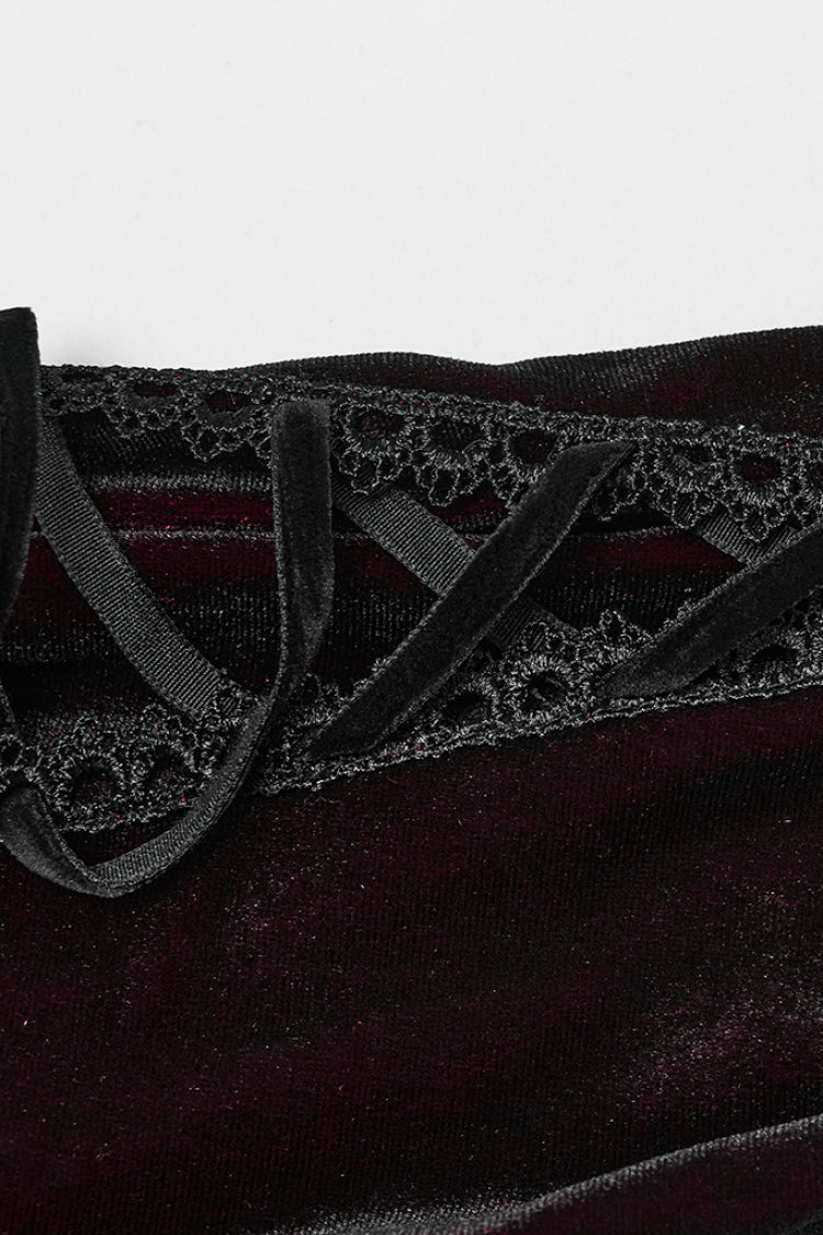 Black/Red Doll Collar Long Sleeves Gradient Embroidery Women's Gothic Prom Dress