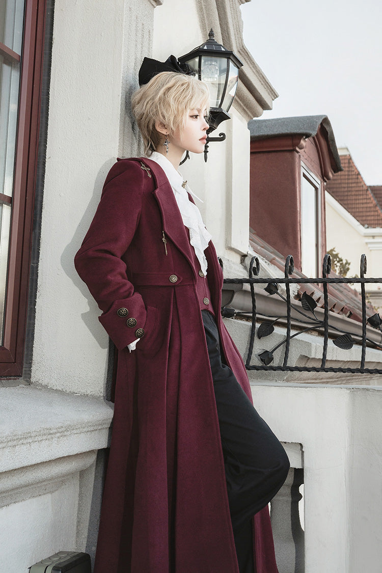 Dark Red [The Legend of Dracula] Long Sleeves Gothic Prince Handsome Cool Ouji Lolita Coat