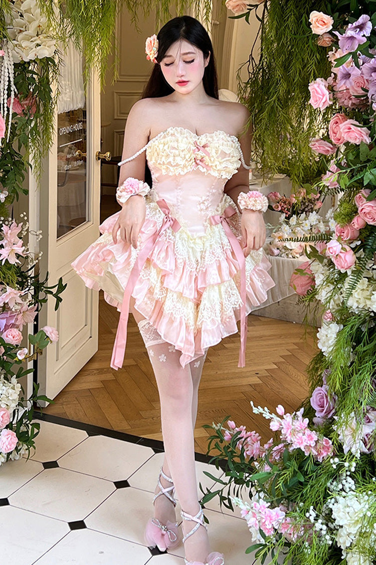 Dream of Love Multi-Layered Ruffle Bowknot Lace Sweet Lolita Dress 2 Colors