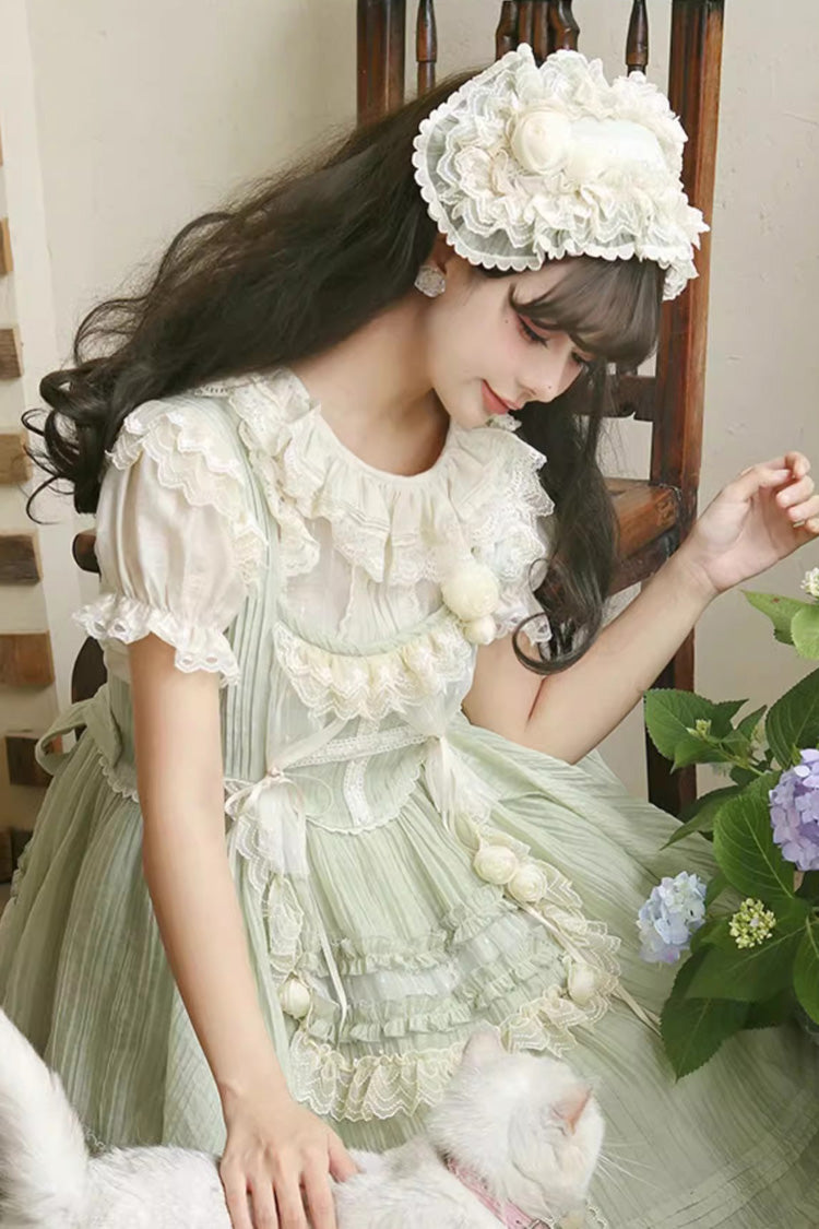 Green Doll Window Ruffle Sweet Lolita Jsk Tiered Dress