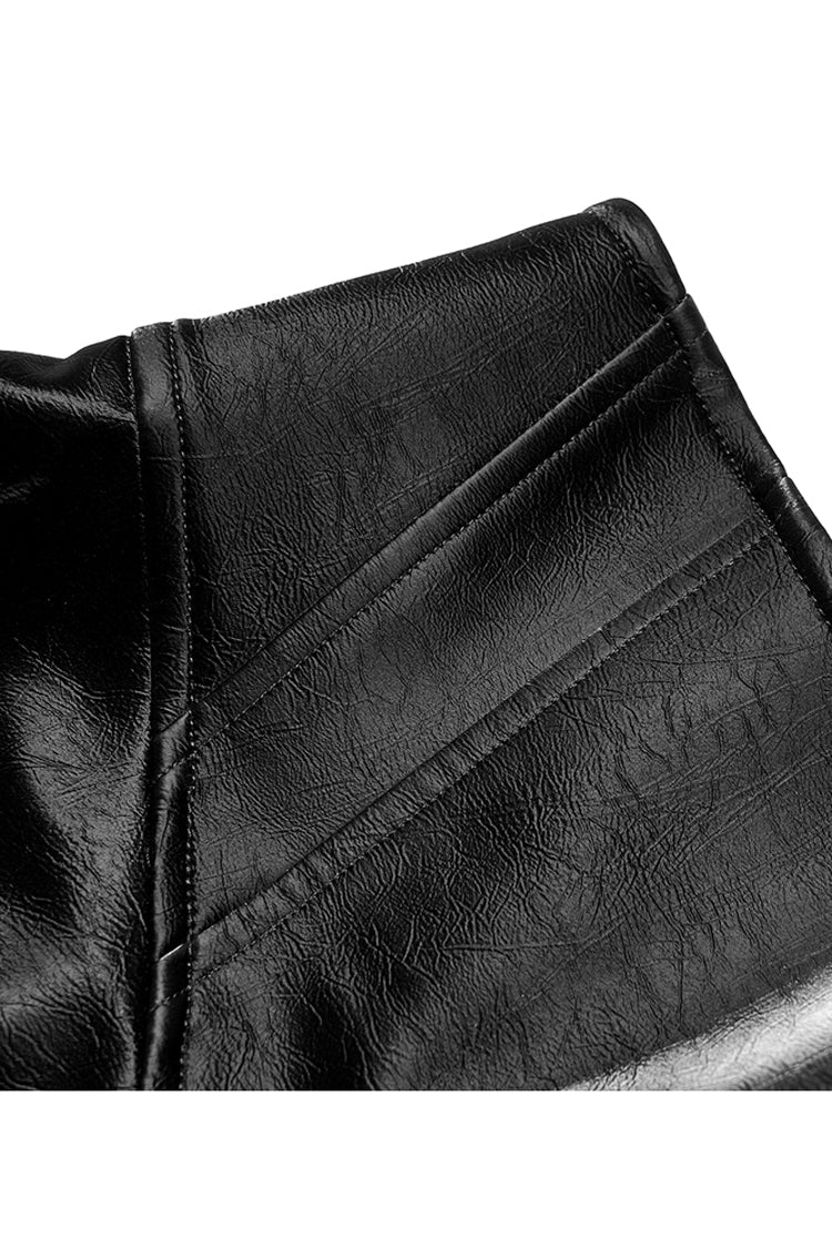 Black Glossy Cortex Waist Seal Square Hem High Waist Women's Gothic Skirt