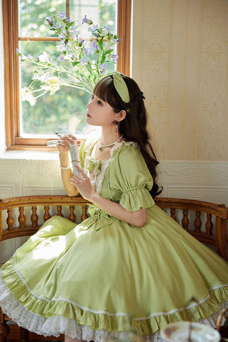 Midsummer Galaxy Solid Color Short Sleeves Ruffle Bowknot Sweet Lolita OP Dress