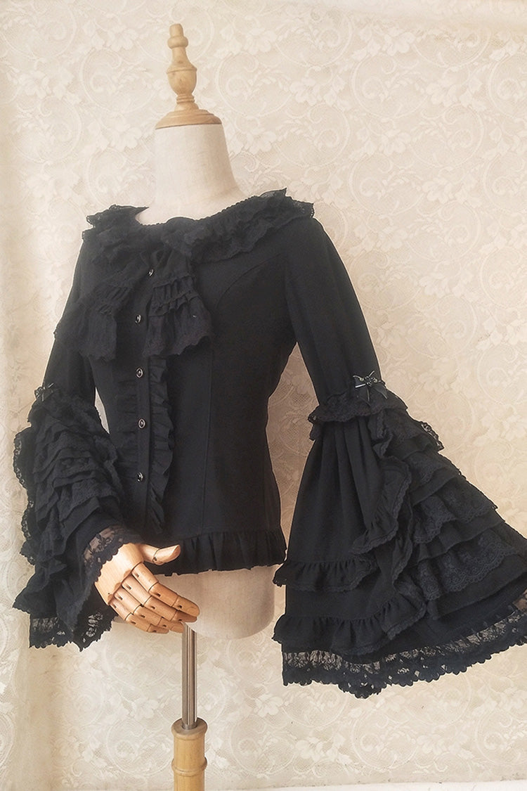 Long Trumpet Hime Sleeves Ruffle Bowknot Lace Sweet Gorgeous Lolita Blouse 2 Colors