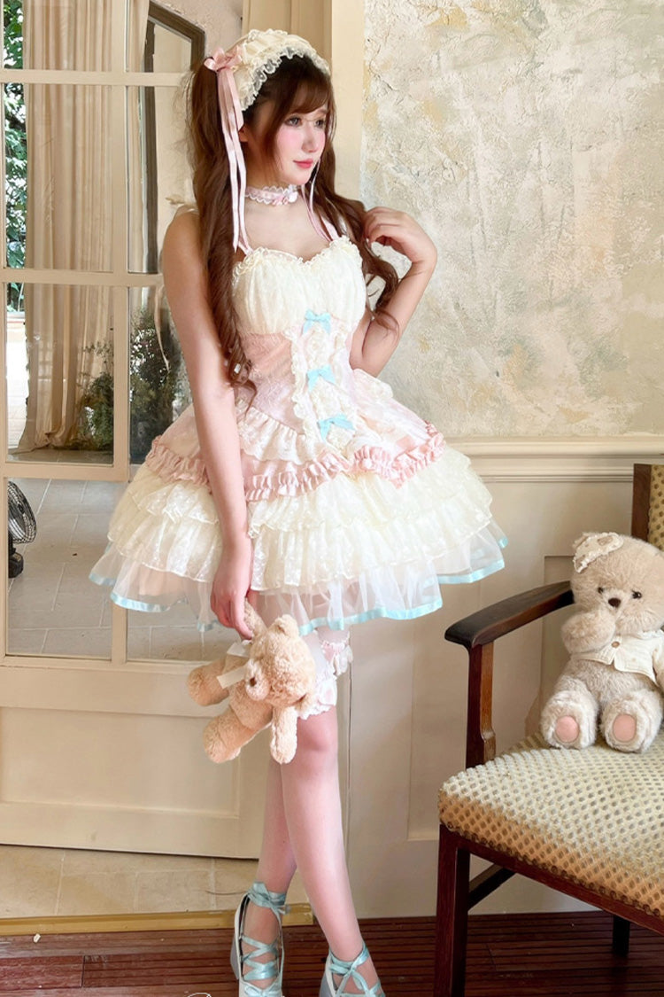 Pink [Dream Girl] Multi-Layered Ruffle Bowknot Lace Ballet Sweet Lolita Dress