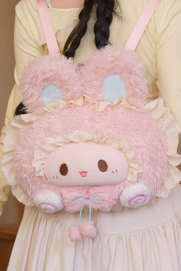 Pink Rabbit Ruffled Plush Toy Sweet Lolita Backpack