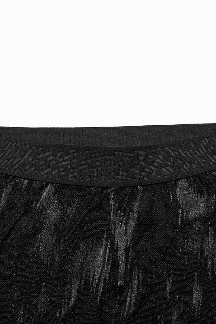 Black Python Print Mesh Women's Gothic Flared Pants