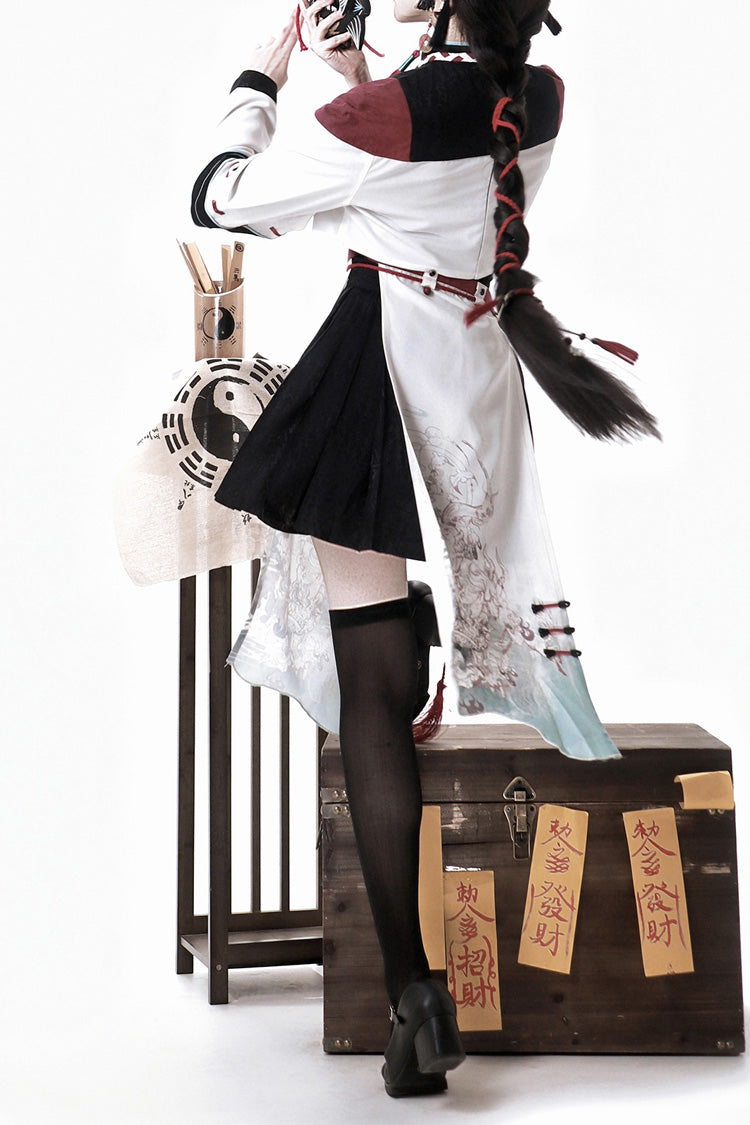 Multi-Color [Walking With The Demon] Print Asymmetric Gothic Chinese Style Ouji Lolita Skirt