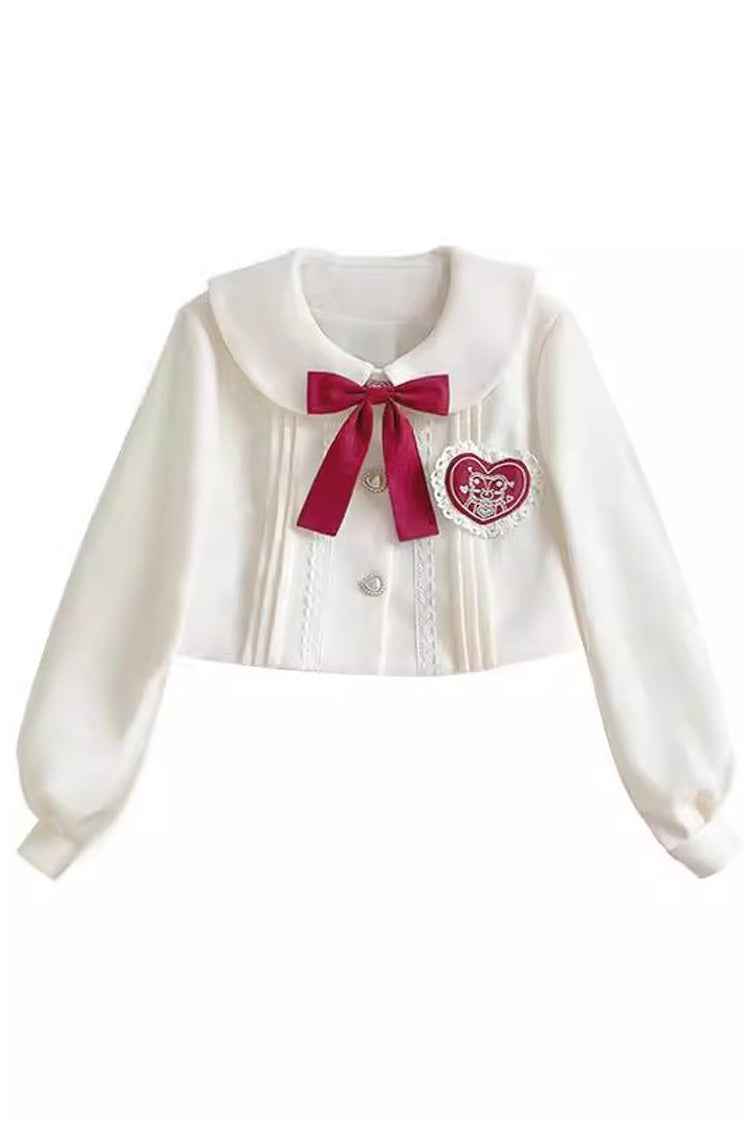 Ivory/Red Strawberry Bear Print Ruffle Bowknot Sweet Princess Lolita Jsk Dress