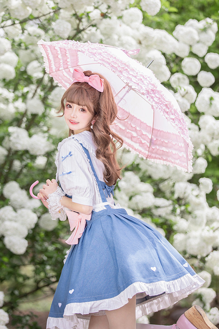 Blue [Cowboys Are Busy] Ruffle Bowknot Sweet Lolita Strap Dress