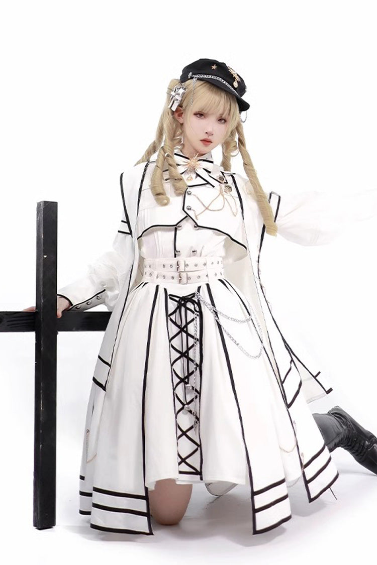 [Judgement Knight] Long Sleeves Print Bowknot Gothic Lolita Skirt Set 2 Colors