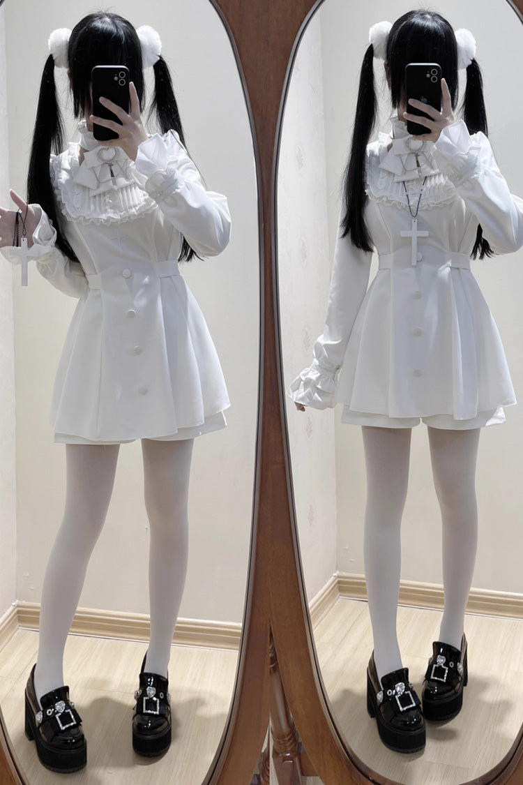 Stairway to Heaven Long Sleeves Embroidery Bowknot Lace Sweet Jirai Kei Set 3 Colors