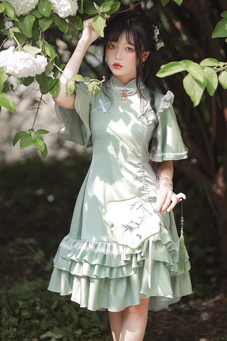 Green Han Element Chinese Style Cheongsam Sweet Lolita Dress