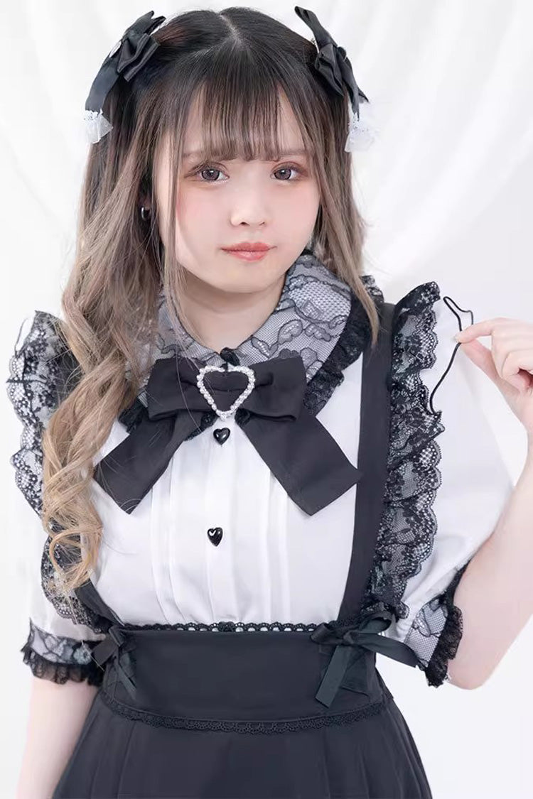 Doll Collar Short Sleeves Bowknot Sweet Jirai Kei Japanese Lolita Blouse 4 Colors
