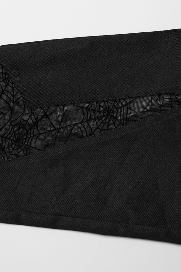 Spiderweb Claw Print Mesh Women's Gothic Flared Pants 2 Colors