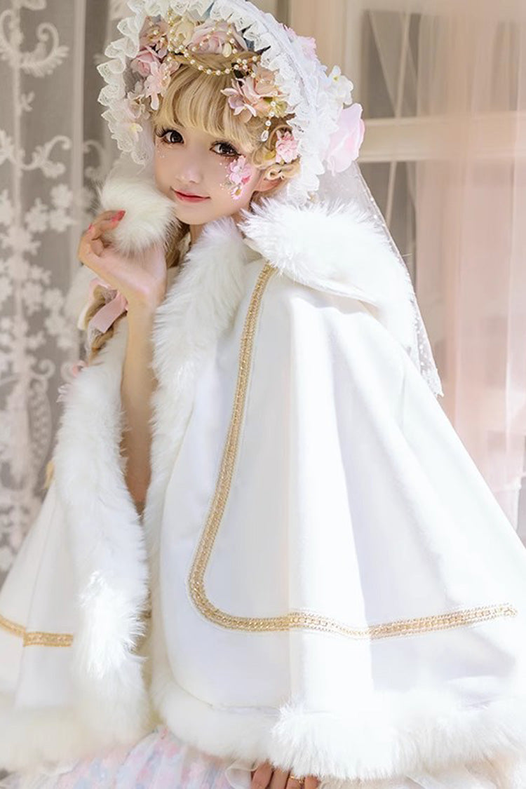 [Snowflake Ballad] Sweet Princess Fur-Collar Lolita Coat Cloak 7 Colors