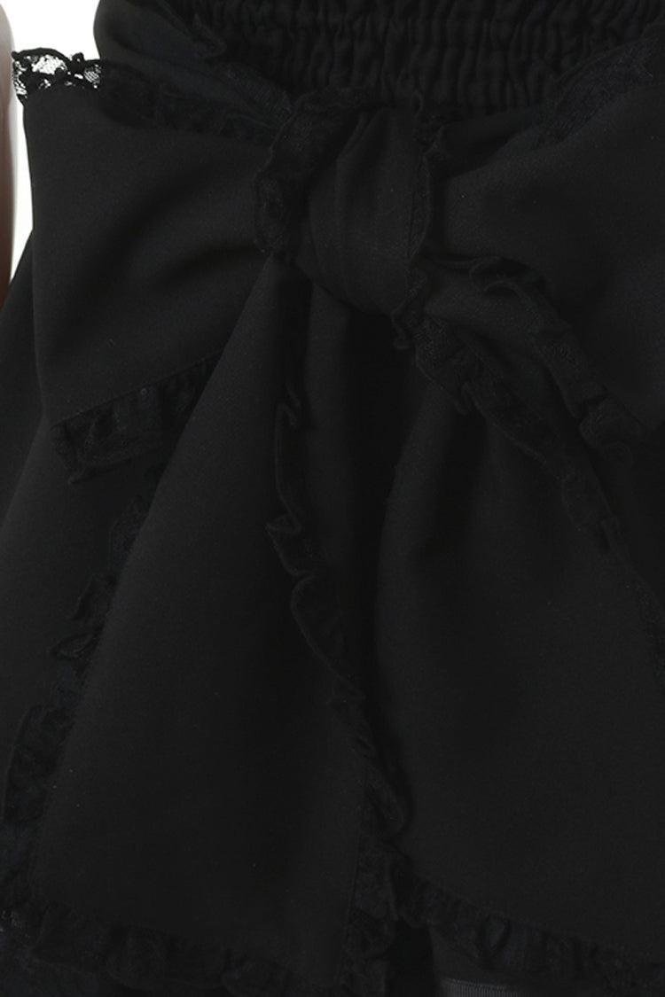 Black Japanese High Waisted Multi-Layered Lace Sweet Jirai Kei Skirt