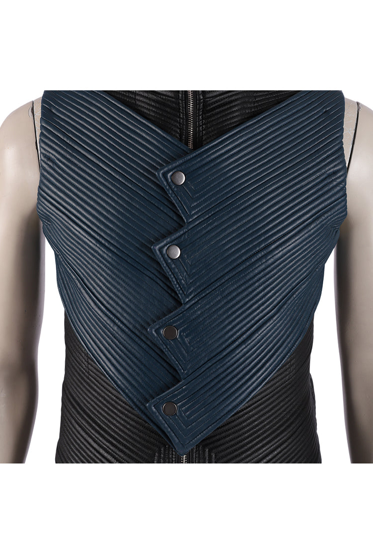 Devil May Cry 5 Vergil Black Long Windbreaker Suit Halloween Cosplay Costume Vest