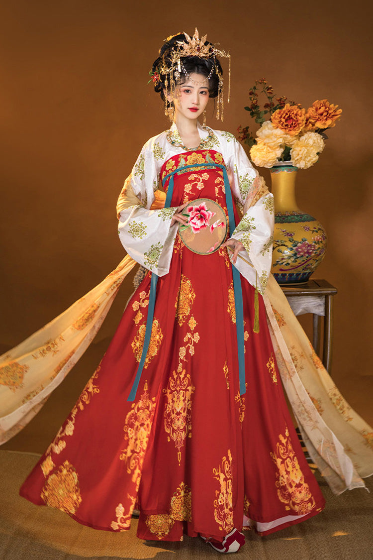 [Le royaume de la lumière] ensemble Hanfu Royal luxueux pour femmes, manches longues, taille haute, imprimé brodé