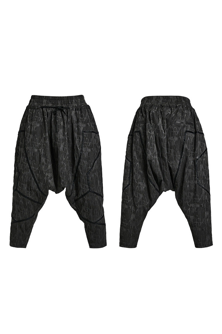 Black Stripes Print Baggy Men's Punk Pants