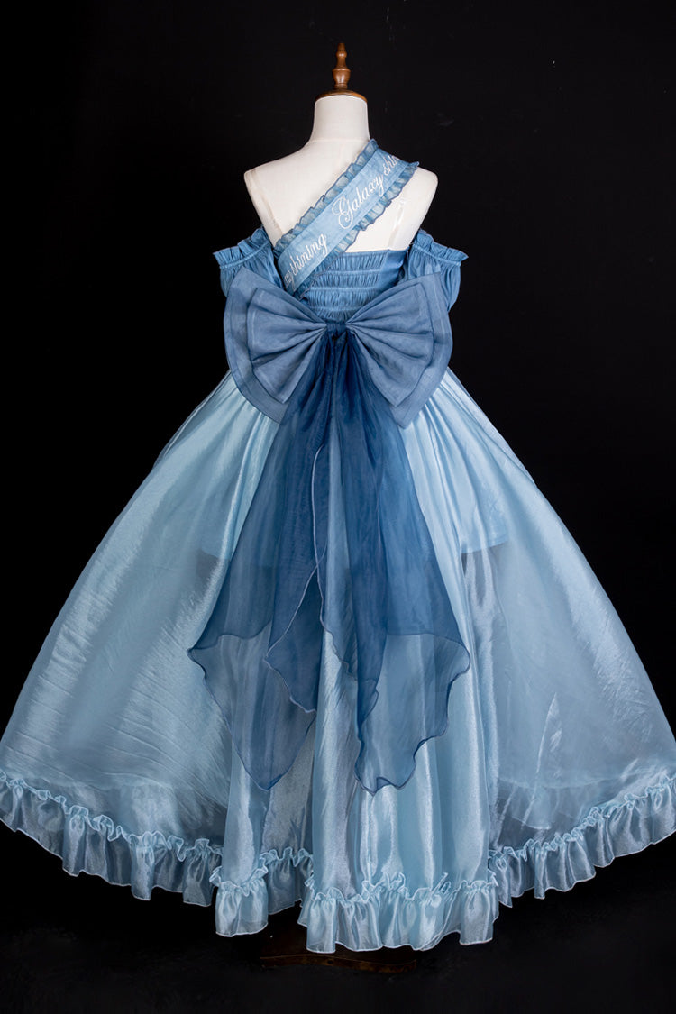 Bleu [Princesse Sirène] Volant Hanayome Nœud Papillon Doux Élégant Lolita Jsk Ensemble de Robe 