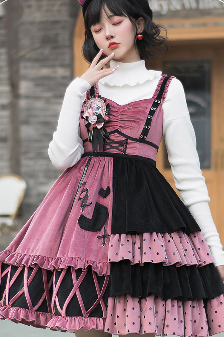 Red/Black Ruffle Stitching Vintage Sweet Lolita Dress