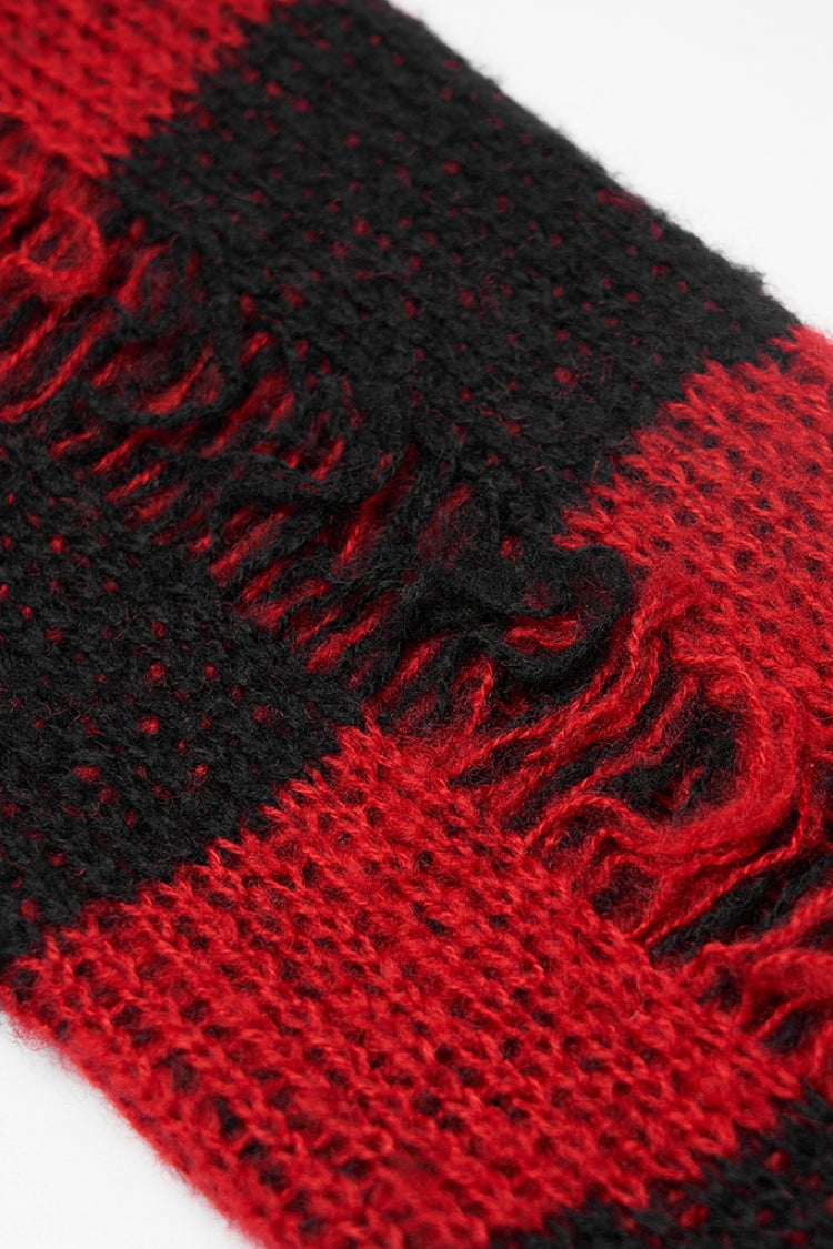 Gestreifter Print, lange Ärmel, zerrissenes Mesh, Steampunk-Strickpullover für Damen, 2 Farben