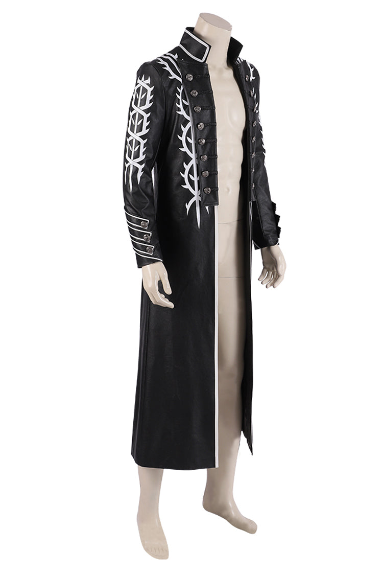 Devil May Cry 5 Vergil Black Long Windbreaker Suit Halloween Cosplay Costume Black Long Windbreaker