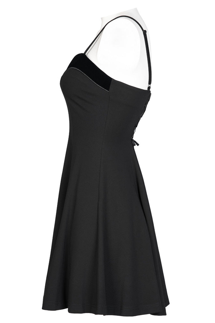 Black Bat Fleece Embroidered Sun Gothic Suspender Women's Dress