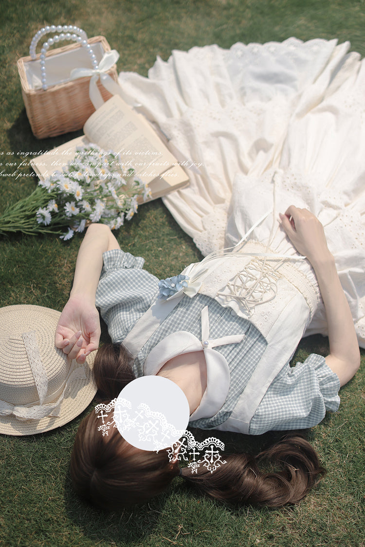 Ivory Sleeveless Triple-Layered Ruffle Lace-Up Sweet Elegant Lolita Jsk Dress
