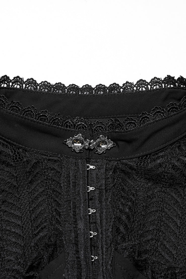 Black Off Shoulder Long Sleeves Ruffle Lace Women's Gothic Blouse