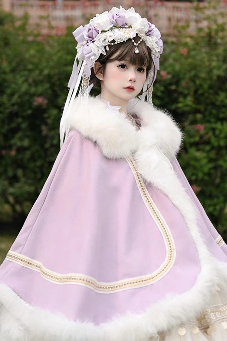 [Snowflake Ballad] Sweet Princess Fur-Collar Lolita Coat Cloak 7 Colors