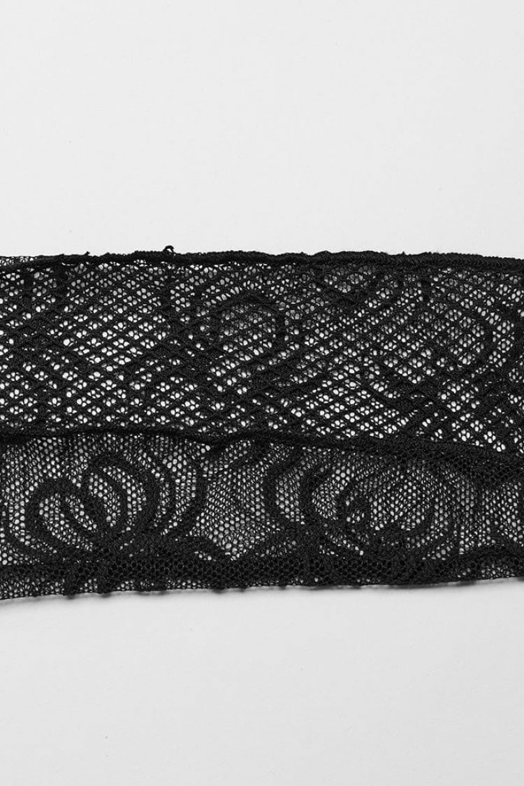 Schwarze langärmlige, hohle Nähte, unregelmäßige Steampunk-Bluse für Damen